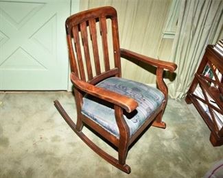 93. Empire Mahogany Rocking Chair w Upholstered Seat