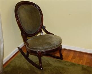 108. Upholstered Victorian Rocking Chair