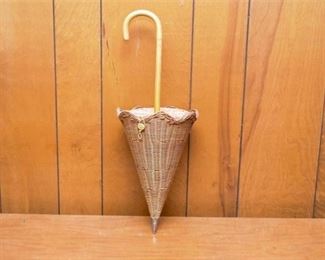 128. Wicker Umbrella Shaped Basket