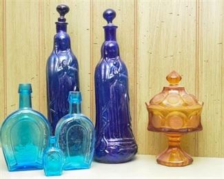 133. Six 6 Colored Glass Objects