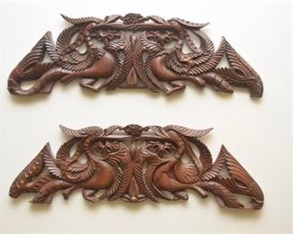 135. Two 2 Craved Wood Wall Hangings