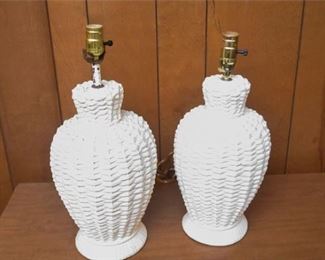 146. Pair Of White Table Lamps