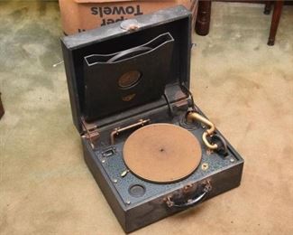 163. Vintage Portable Victrola Record Player