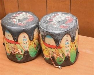 191. Pair Of Vintage Native American Themed Drums