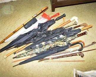 229. Group Lot Of Umbrellas, Canes and Parasols
