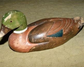 237. ONE Carved Duck DECOY Green Headed Decoy Alone