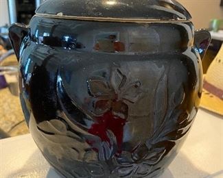 Antique Black Ceramic Crock w/Lid, $30 - DISCOUNTED TO $20, OBO