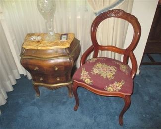Small Bombay Chest~ Victorian Transitional Tapestry Seat Chair 
