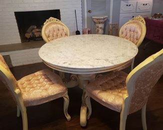 Vintage Pink chairs with marble-top table