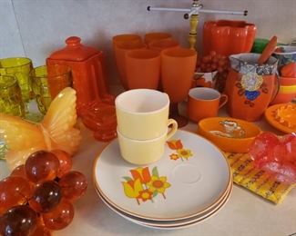 orange and yellow vintage kitchen