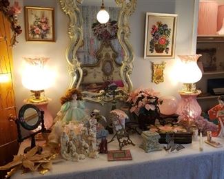 Many lamps and pieces of decor
