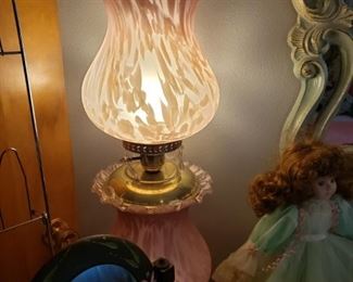 Pink glass lamps