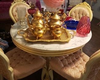 gold-tone tea service