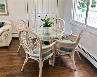 Vintage white glass top table & 4 chairs