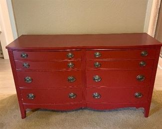 Duncan Phyfe red 8 drawer dresser with curved front. A beauty!! 