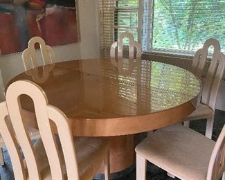 Goat Skin Dining Table and Chairs (extends)