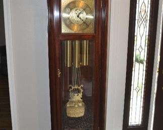 ETHAN ALLEN WESTPORT TRIPLE CHIMES GRANDFATHER CLOCK, 23"W X 12"D X 80" H. OUR PRICE $795.00