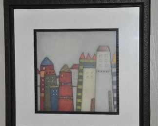FUN DOUBLE MATTED MIXED MEDIA FRAMED PRINT, 20" X 20". OUR PRICE $58.00