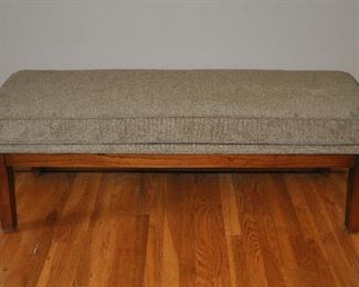 LIKE NEW TAUPE CHENILLE ETHAN ALLEN UPHOLSTERED BENCH, 52"W X 17"D X 19"H. OUR PRICE $475.00