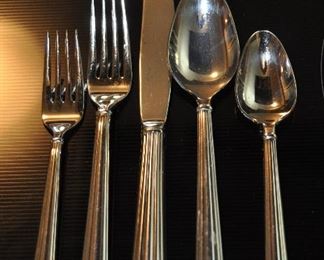 WONDERFUL MIKASA KOREA 18/10 STAINLESS FLATWARE SET, SERVICE FOR 10, FIVE PIECE PLACE SETTING WITH SEVEN SERVING PIECES. OUR PRICE $175.00