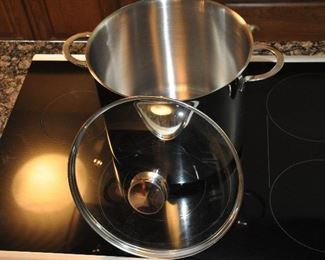 8QT STOCK POT MADE FOR CRATE AND BARREL BY BERNDES.  OUR PRICE $75.00