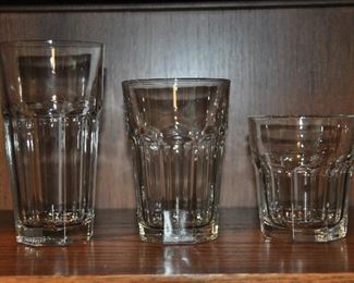 VINTAGE LIBBY DURATUFF GLASS SETS AVAILABLE IN THREE SIZES. 20 OZ. SET OF 10. OUR PRICE $95.00, 12OZ. SET OF9, OUR PRICE $55.00. 10OZ ROCKS GLASS SET OF 8, OUR PRICE $40.00