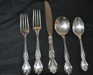 NOT INCLUDED IN 50% OFF!! STERLING SILVERWARE "MELROSE" BY GORHAM STERLING SILVER. SERVICE FOR 12 WITH 8 SERVING PIECES. PRICED AT $3,995.00** FOR 68 PIECES. OBO
