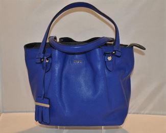 LIKE NEW ROYAL BLUE DOUBLE HANDLE TOD’S HOBO STYLE BAG (WITH DUST BAG). 16”W X 10.5”D X 5”D.  OUR PRICE $325.00