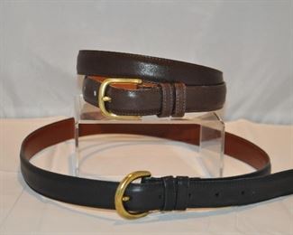 WOMEN'S BROWN AND BLACK LEATHER COACH BELTS, SIZE MEDIUM AND 32" IN EXCELLENT CONDITION. OUR PRICE $45.00 PAIR