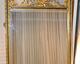 SPECTACULAR GOLD GILT LEAF WITH BLACK TRIM BEVELED WALL MIRROR, 33"W X 54"H. OUR PRICE $1095.00 