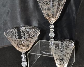 FABULOUS COLLECTION OF CAMBRIDGE “DIANE” CLEAR STEMWARE!! SET OF EIGHT 7.25”  WATER GOBLETS. SET OF EIGHT 6.25” SHERBET/CHAMPAGNE AND A SET OF NINE 5.25” LIQUOR  GLASSES.  OUR PRICE 8 LARGE $195.00, 8 MEDIUM $125.00 AND 9 SMALL $75.00