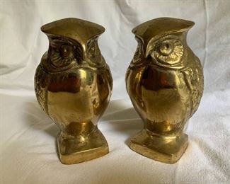 Pair of Brass Owl Book Ends