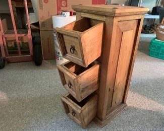 mexico Rustic Wood 3 Drawer Side Table