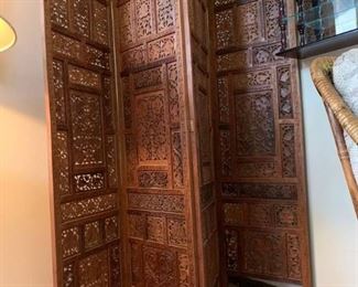 Vintage Wooden Heavily Carved Screen