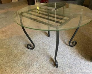 Wrought Iron Glass Top Side Table