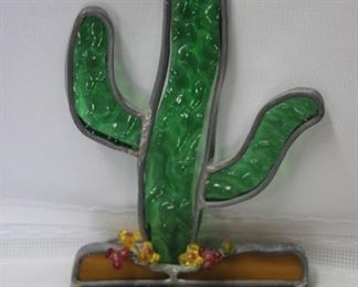 $6. Stained glass cactus. 7 inches high.