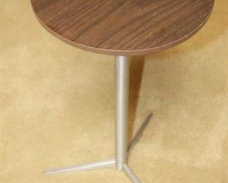 $50. Mid century Thonet pedestal table on metal stand.