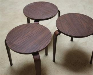 $125 set of three. Three stacking mid century tables made by Thonet.