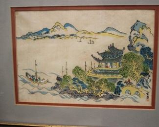 50% OFF, NOW $25.                                                                      $50. Asian scene painted on silk.
