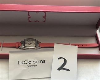 New Liz Claiborne coral/silver watch - $15.00