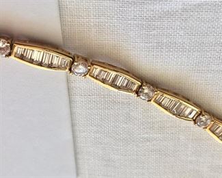 Gold over sterling silver 7" cubic  zirconia  tennis bracelet.
