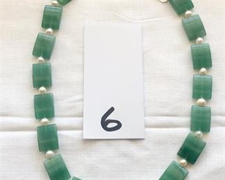 14k aventurine/cultured pearl 18" necklace - $35.00