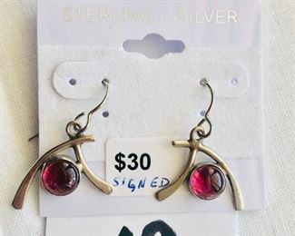 Artist signed sterling earrings - $30.00