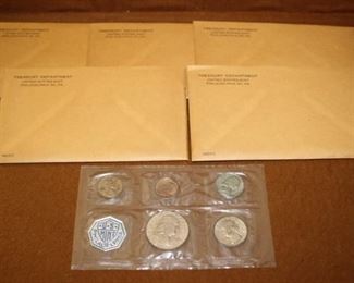 $20 each set.  Five individual sets of 1962 Mint silver proof coins in original sealed packaging with COA.