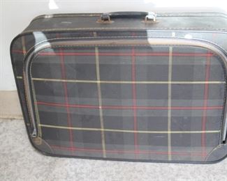 $45. Set of two soft top, zippered plaid suitcases. 