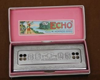 $45. The Echo Harp, original box. M Hohner, Germany. A/D 64 hole.