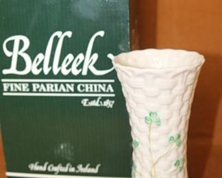 $12. Belleek vase, Shamrock, 5.5 inches tall. 8th mark.