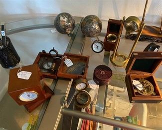 Fantastic collection of compass, telescope, barometer and weather station apparatus.  All miniature versions in boxes Note: some items were removed from sale