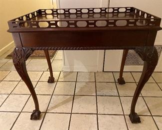 beautiful mahogany side table with  claw and ball feet