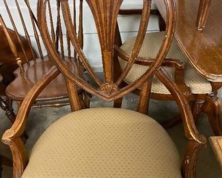4 antique chairs, two arm and two straight 